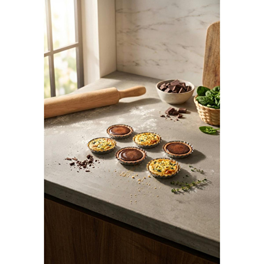 Vienev Geniş Tabanlı 6'lı Mini Boy Metal Tırtıklı Tartolet Ve Porsiyonluk Kek Kalıbı Seti