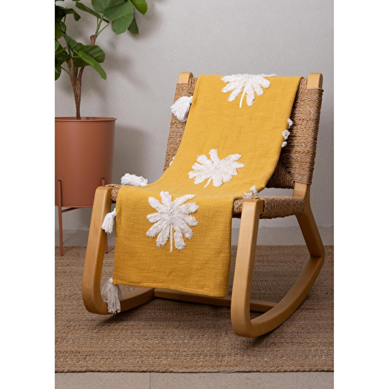 The Mia Papatya Desenli Örtü Hardal 130 X 160 Cm