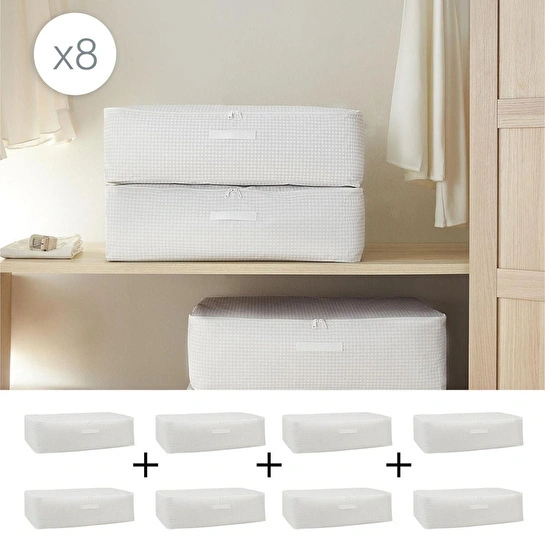 Home Wave 8'li Mega Boy Gri Pötikare Baza Altı Hurç Set 74 X 46 X 22 Cm