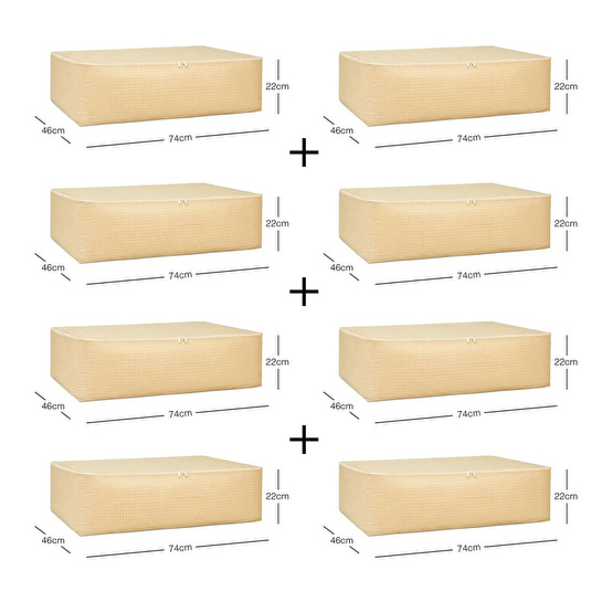 Home Wave 8'li Mega Boy Bej Pötikare Baza Altı Hurç Set 74 X 46 X 22 Cm