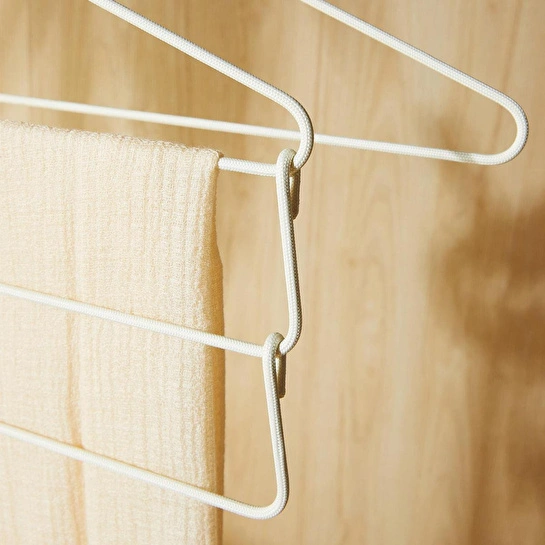 Ocean Home Textile 2'li 3 Katlı Ekru Renk Kumaş Kaplı Metal Giysi Askısı 42 X 41 X 0.5 Cm