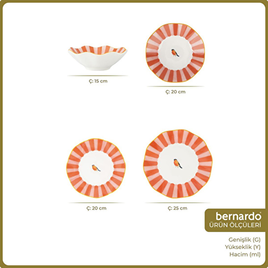 Bernardo Glamour 24 Parça Porselen Yemek Takımı