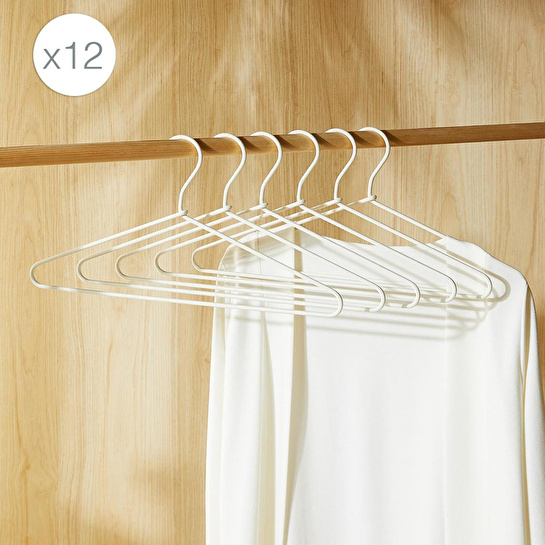 Ocean Home Textile 12'li Ekru Renk Kumaş Kaplı Metal Giysi Askısı 21.5 X 42 X 0.5 Cm