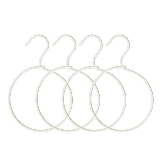 Ocean Home Textile 4'lü Halka Ekru Renk Kumaş Kaplı Metal Aksesuar Askısı 24.5 X 16 X 0.5 Cm