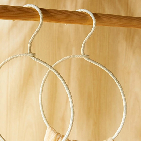 Ocean Home Textile 4'lü Halka Ekru Renk Kumaş Kaplı Metal Aksesuar Askısı 24.5 X 16 X 0.5 Cm