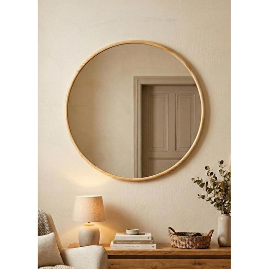 The Mia Ahşap Duvar Aynası 70x70 Cm