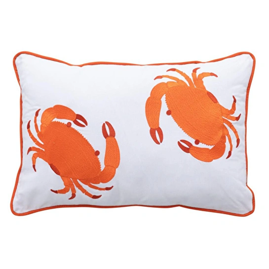 Mudo Home Mari̇n Yengeç Nakiş Kirlent Beyaz Turuncu 40x60