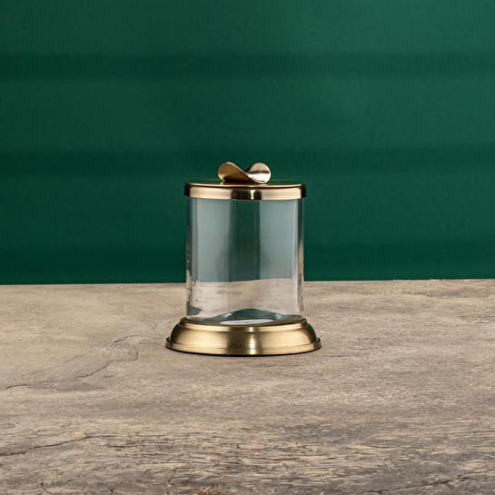 Cornella Line Dekoratif Cam Kavanoz Gold Küçük En :11 Cm X Boy:14 Cm