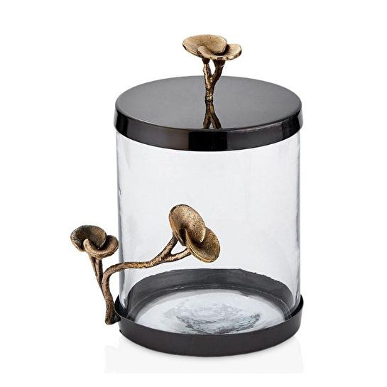 Cornella Rose Dekoratif Cam Kavanoz Silver - Gold Orta Ağız:12 Cm X Boy:17 Cm X Tüm:21 Cm