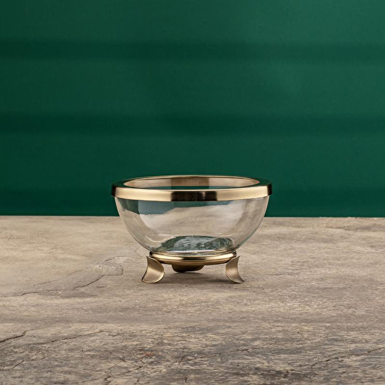 Cornella Line Dekoratif Cam Kase Gold Küçük Ağız:17 Cm X Boy:11 Cm