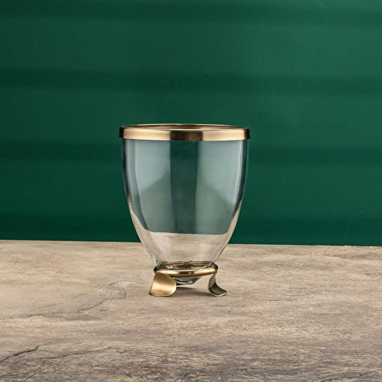 Cornella Line Dekoratif Cam Vazo Gold Küçük