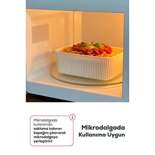 Vienev 8'li Çizgili Dikdörtgen Saklama Seti Bej | 2.5l 1.5l 0.80l 0.45l | Mikrodalga Ve Dondurucu Uyumlu