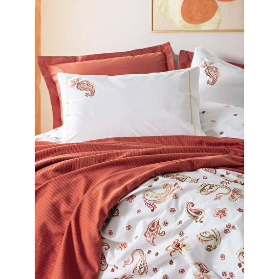 Cotton Box Vivid Tek Kişilik Pikeli Nevresim Takımı Paisia Tarçın