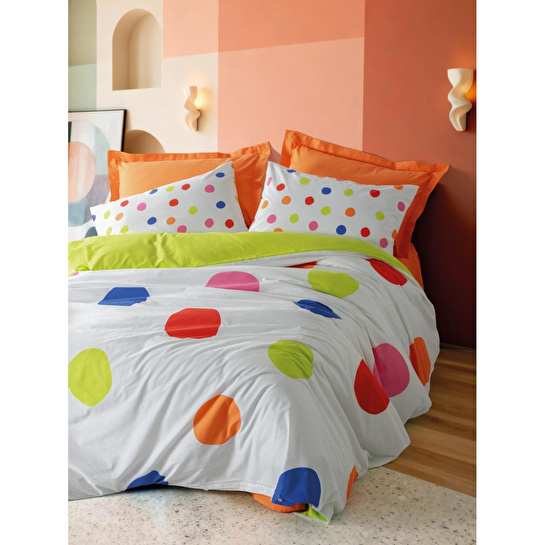 Cotton Box Tek Kişilik Nevresim Takımı Dotsy Turuncu