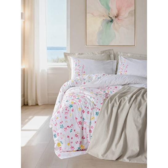 Cotton Box Vivid Tek Kişilik Pikeli Nevresim Takımı Flare Bej