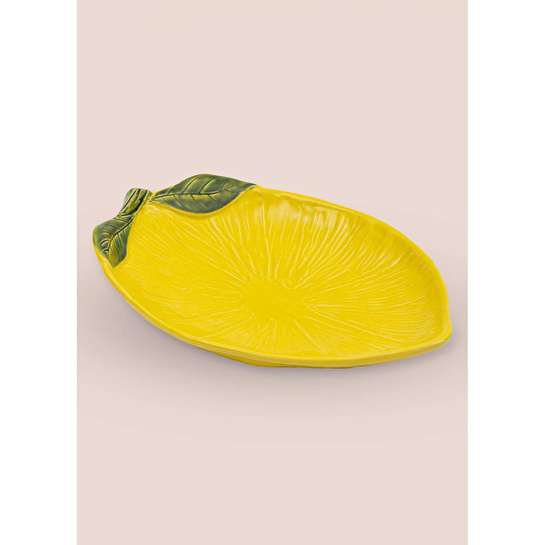 The Mia Oval Sunum Tabağı Sarı 39 Cm