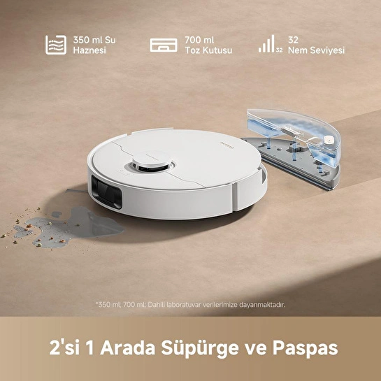 Dreame D20 Robot Süpürge Beyaz, 13.000pa Emiş Gücü