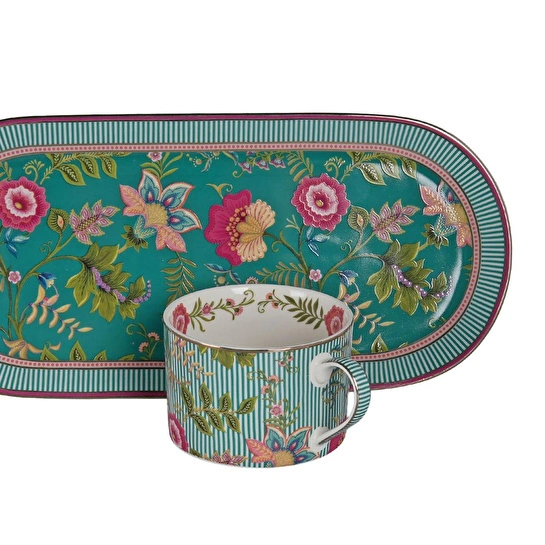 Lucky Art Florine Bone Tek Kişilik Tepsili Cay Fincan Seti