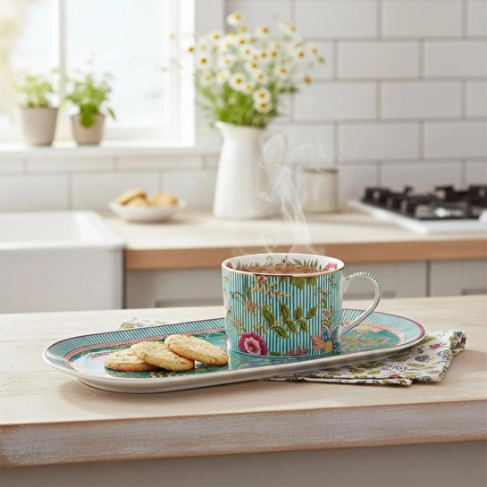 Lucky Art Florine Bone Tek Kişilik Tepsili Cay Fincan Seti