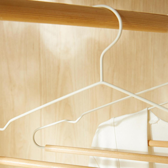 Ocean Home Textile 3'lü Ahşap Destekli Ekru Renk Metal Giysi Askısı 19.5 X 42 X 0.34 Cm