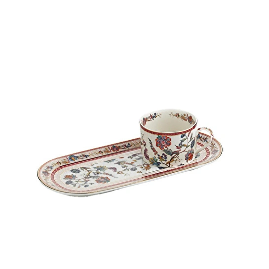 Lucky Art Serenity Bone Tek Kisilik Tepsili Cay Fincan Seti