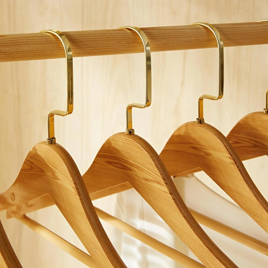 Ocean Home Textile 6'lı Altın Kancalı Ahşap Görünümlü Plastik Giysi Askısı 25 X 44.5 X 1 Cm