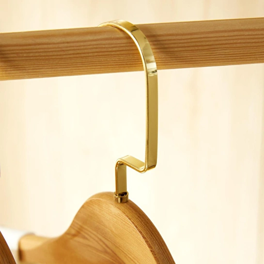 Ocean Home Textile 3'lü Altın Kancalı Ahşap Görünümlü Plastik Giysi Askısı 25 X 44.5 X 1 Cm