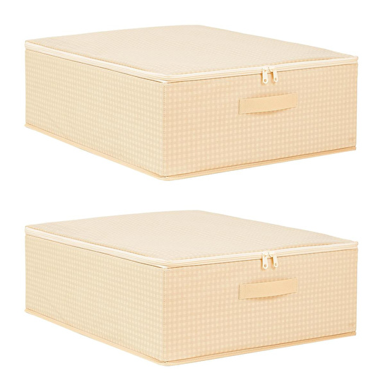 Home Wave 2'li Bej Pötikare Destekli Kutu Hurç Set 45 X 55 X 18 Cm