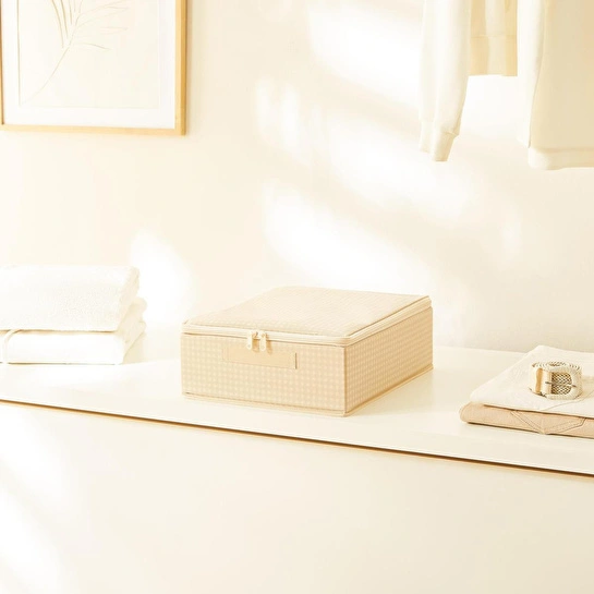 Home Wave Bej Pötikare Destekli Kutu Hurç 31 X 38 X 12 Cm