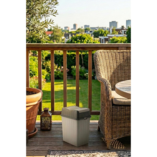 Vienev Çift Kapaklı Çöp Kovası 5 Lt Gri - Banyo Mutfak