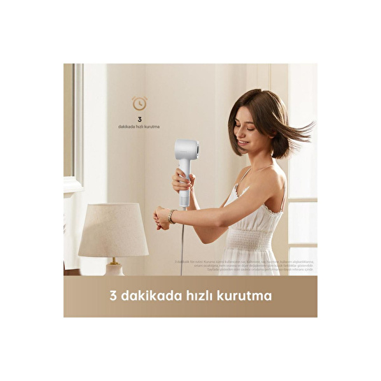 Dreame Gleam Saç Kurutma Makinesi Gray, Hızlı Saç Kurutma, Hafif Tasarım, 0.73lbs, Pürüzsüz Saçlar Için 200 Milyon Negatif İyon