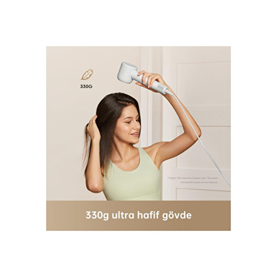 Dreame Gleam Saç Kurutma Makinesi Gray, Hızlı Saç Kurutma, Hafif Tasarım, 0.73lbs, Pürüzsüz Saçlar Için 200 Milyon Negatif İyon