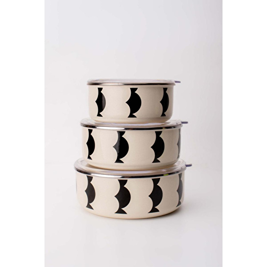 Emaylabxpeppythings Milky Emaye Üçlü Saklama Kabı Seti (ocaklarda Kullanilabi̇li̇r)