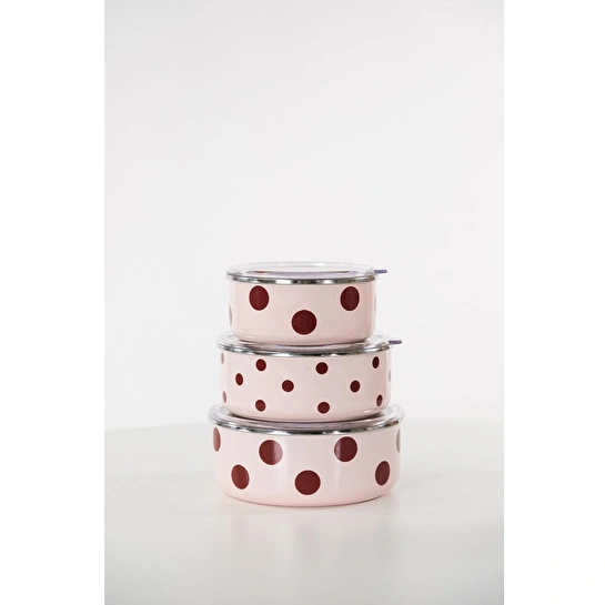 Emaylabxpeppythings Cherry Emaye Üçlü Saklama Kabı Seti (ocaklarda Kullanilabi̇li̇r)