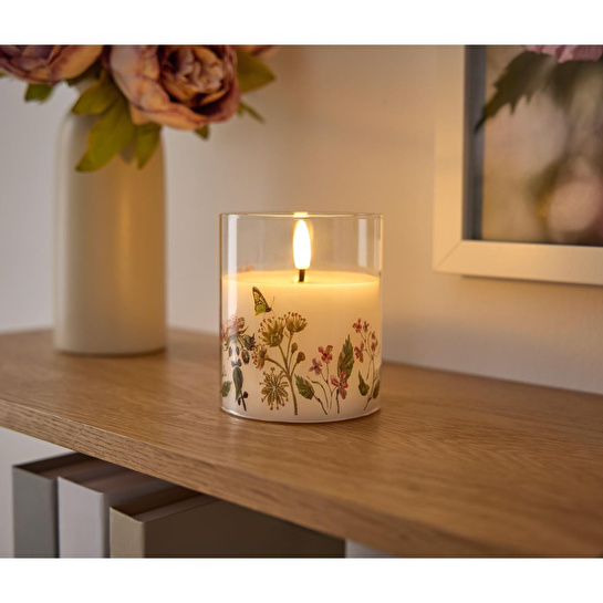 Tchibo Led Gerçek Mum, Cam, Çiçekler