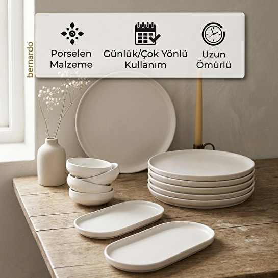 Bernardo Lily 12 Parça Kahvaltı Takımı Beyaz