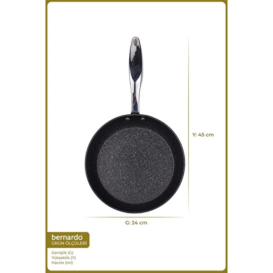 Bernardo Chef Line Granit Tava Siyah 24cm