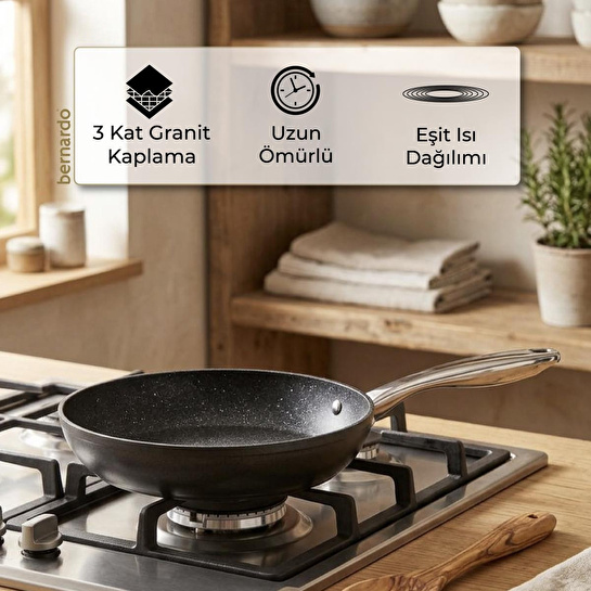 Bernardo Chef Line Granit Tava Siyah 24cm