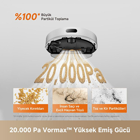 Dreame F20 Robot Süpürge Beyaz, 20.000pa Emiş Gücü