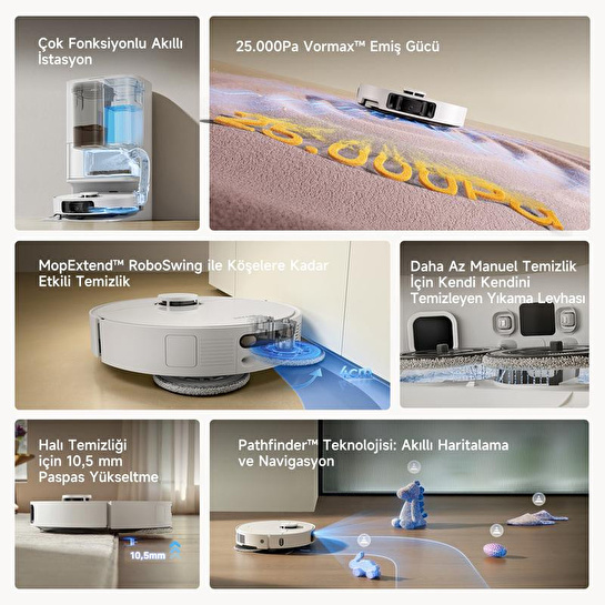 Dreame D30 Ultra Robot Süpürge Beyaz, 25.000pa Emiş Gücü