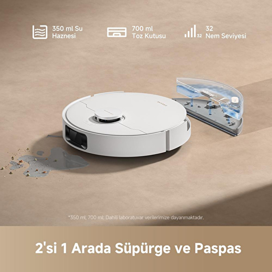 Dreame D20 Ultra Robot Süpürge Beyaz, 13,000pa Emiş Gücü, Duoscrub™ Paspaslama Sistemi