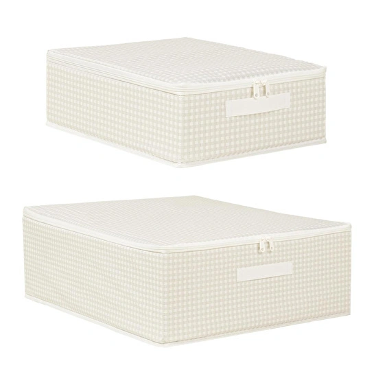 Home Wave 2'li Gri Pötikare Destekli Kutu Hurç Set 31 X 38 X 12 + 45 X 55 X 18 Cm