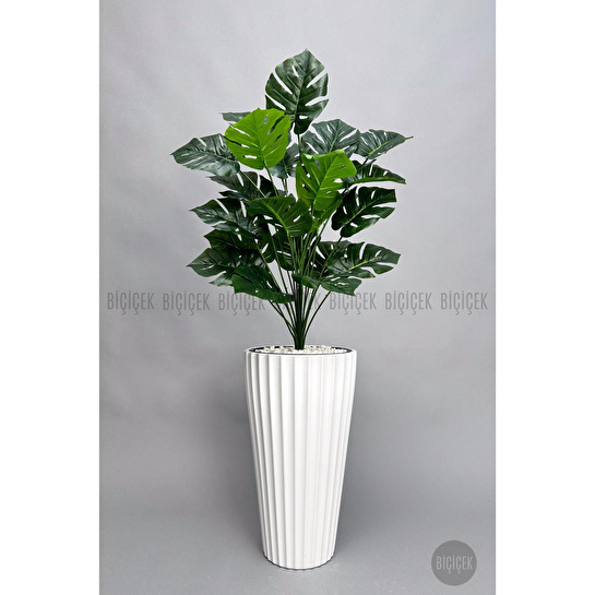 Biçiçek 130 Cm Monstera Bi̇tki̇si̇ Beyaz Li̇lyum Saksida