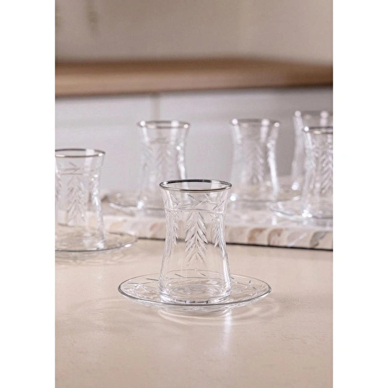 The Mia Leaf Çay Seti Gümüş 12 Parça