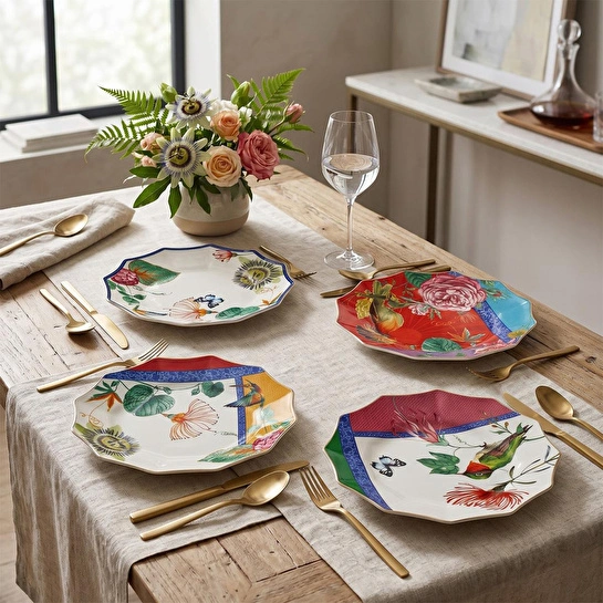 Lucky Art Liorine Bone 25 Cm 4’lü Yemek Tabağı Seti