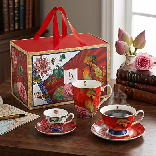 Lucky Art Liorine Bone 3’lü Kişisel Fincan Kupa Seti