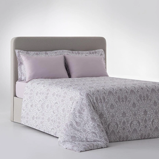 Green Black Serena Zarif Denge Çift Kişilik %100 Ege Pamuğu Nevresim Takımı - Çarşaflı - 4 Yastıklı Lila