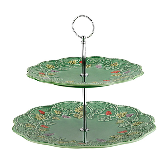 Lucky Art Vinea Seramik Yeşil İki Katlı Kek Standı 27 Cm