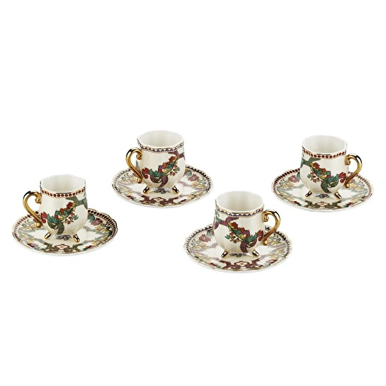 Lucky Art Velora Bone 4’lü Altın Ayaklı Kahve Fincanı Seti 80 Ml