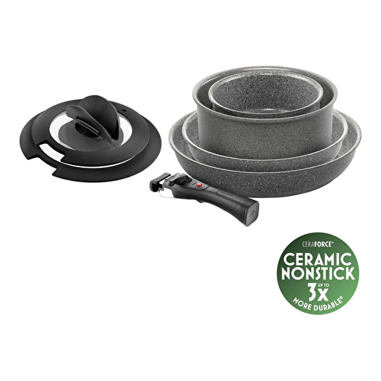 Ballarini Torre Kızartma Tavası Seti, 7-parça, Alüminyum, Ceramic Non-stick Coating